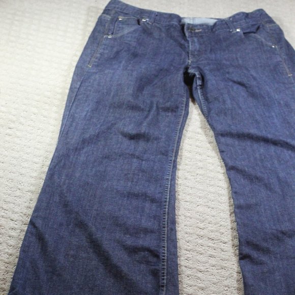 Calvin Klein Jeans Size 14 Dark Blue Denim Wide Leg Jeans - Picture 1 of 8